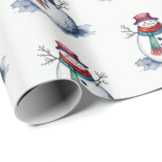 Niedlicher Weißer Roter Schneemann Weihnachten Win Geschenkpapier (Rolleneckpunkt)