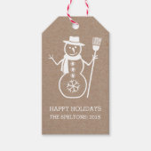 Niedlicher weißer Schneemann und Schneeflocke rust Geschenkanhänger (Vorderseite)