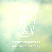 Niedlicher weißer Schneemann und Schneeflocken Fensteraufkleber (Blatt 3)