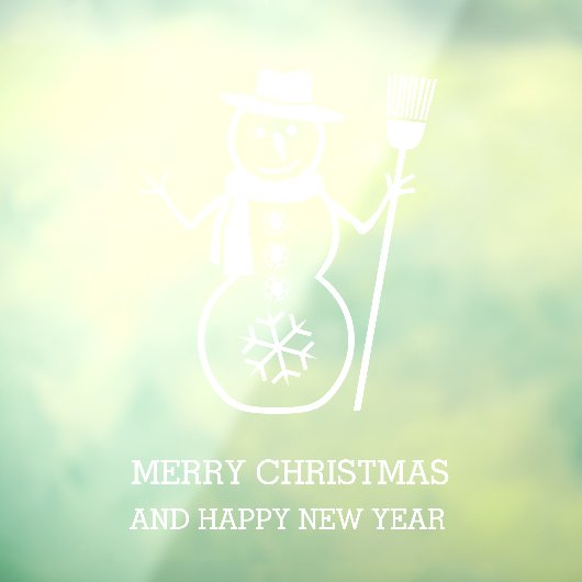 Niedlicher weißer Schneemann und Schneeflocken Fensteraufkleber (Blatt 3)