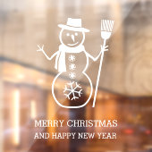 Niedlicher weißer Schneemann und Schneeflocken Fensteraufkleber (Blatt 2)