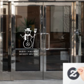 Niedlicher weißer Schneemann und Schneeflocken Fensteraufkleber (Büro Tür)