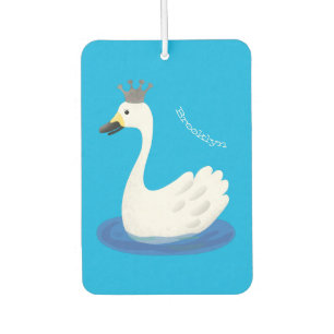 Niedlicher weißer Schwan mit KronenCartoon Autolufterfrischer