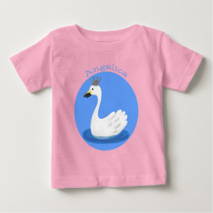 Niedlicher weißer Schwan mit KronenCartoon Baby T-shirt