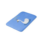 Niedlicher weißer Schwan mit KronenCartoon Badematte (Schrägansicht)