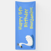 Niedlicher weißer Schwan mit KronenCartoon Banner (Vertikal)