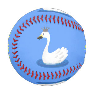 Niedlicher weißer Schwan mit KronenCartoon Baseball