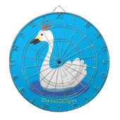 Niedlicher weißer Schwan mit KronenCartoon Dartscheibe (vorne)