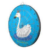 Niedlicher weißer Schwan mit KronenCartoon Dartscheibe (Vorderseite rechts)