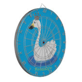 Niedlicher weißer Schwan mit KronenCartoon Dartscheibe (Vorderseite Links)