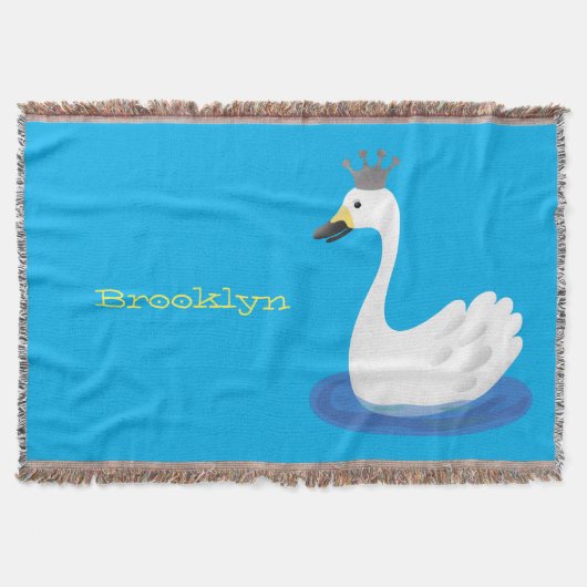 Niedlicher weißer Schwan mit KronenCartoon Decke (Vorderseite)