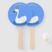 Niedlicher weißer Schwan mit KronenCartoon Fächer (Vorne und Hinten)