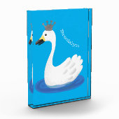 Niedlicher weißer Schwan mit KronenCartoon Fotoblock (Links)