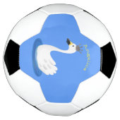 Niedlicher weißer Schwan mit KronenCartoon Fußball (Gedreht)