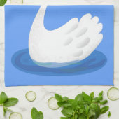 Niedlicher weißer Schwan mit KronenCartoon Geschirrtuch (Gefaltet)