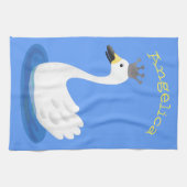 Niedlicher weißer Schwan mit KronenCartoon Geschirrtuch (Horizontal)