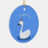 Niedlicher weißer Schwan mit KronenCartoon Keramik Ornament (Rechts)