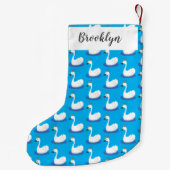 Niedlicher weißer Schwan mit KronenCartoon Kleiner Weihnachtsstrumpf (Rückseite)