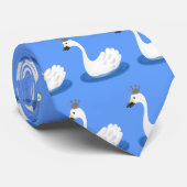 Niedlicher weißer Schwan mit KronenCartoon Krawatte (Gerollt)