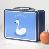 Niedlicher weißer Schwan mit KronenCartoon Metall Brotdose (Beispiel)