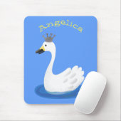 Niedlicher weißer Schwan mit KronenCartoon Mousepad (Mit Mouse)