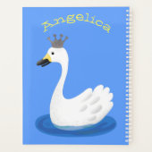 Niedlicher weißer Schwan mit KronenCartoon Planer (Rückseite)