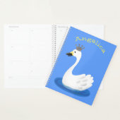 Niedlicher weißer Schwan mit KronenCartoon Planer (Anzeige)