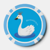Niedlicher weißer Schwan mit KronenCartoon Pokerchips (Rückseite)