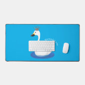 Niedlicher weißer Schwan mit KronenCartoon Schreibtischunterlage (Tastatur & Maus)