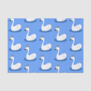 Niedlicher weißer Schwan mit KronenCartoon Seidenpapier