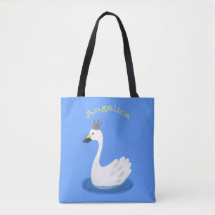 Niedlicher weißer Schwan mit KronenCartoon Tasche