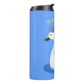 Niedlicher weißer Schwan mit KronenCartoon Thermosbecher (Nach links gedreht)