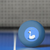 Niedlicher weißer Schwan mit KronenCartoon Tischtennisball (Netto)