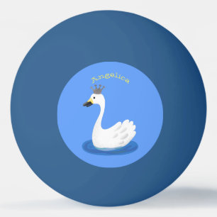 Niedlicher weißer Schwan mit KronenCartoon Tischtennisball