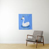 Niedlicher weißer Schwan mit KronenCartoon Wandteppich (Beispiel)