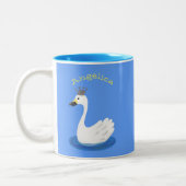 Niedlicher weißer Schwan mit KronenCartoon Zweifarbige Tasse (Links)