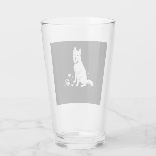 Niedlicher weißer sibirischer Husky - Sweet White Glas (Rückseite)