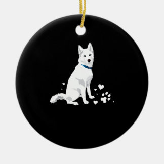 Niedlicher weißer sibirischer Husky - Sweet White  Keramik Ornament