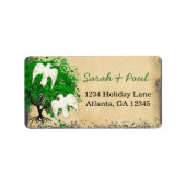 Niedlicher weißer Smaragdgrüner Herz-Blattbaum Adressaufkleber (Vorne)