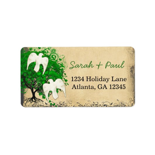 Niedlicher weißer Smaragdgrüner Herz-Blattbaum Adressaufkleber (Vorne)