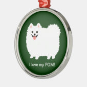 Niedlicher weißer Spitz | Fluffy Pommy Custom Ornament Aus Metall (Links)