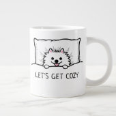 Niedlicher, weißer Spitz, gemütlich Jumbo-Tasse (Rechts)