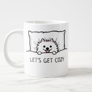 Niedlicher, weißer Spitz, gemütlich Jumbo-Tasse