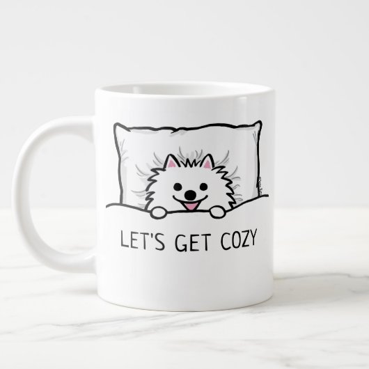Niedlicher, weißer Spitz, gemütlich Jumbo-Tasse (Links)