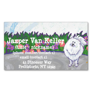 Niedlicher weißer Spitz Magnetische Visitenkarte