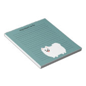 Niedlicher weißer Spitz mit benutzerdefiniertem Te Notizblock (angewinkelt)