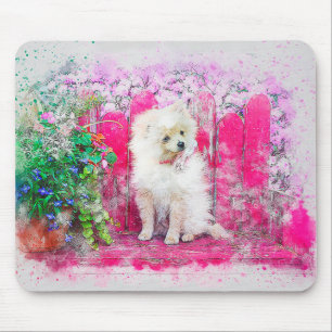 Niedlicher weißer Spitz Mousepad