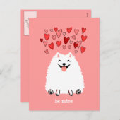 Niedlicher weißer SpitzValentine ist meiner Feiertagspostkarte (Vorne/Hinten)