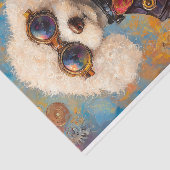 Niedlicher weißer Steampunk Dog AX6 Decoupage Seidenpapier (Ausschnitt)