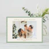 Niedlicher weißer Streifen Custom Foto Weihnachten (Stehend Vorderseite)